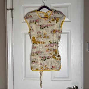 Vintage 1970’s Floral Print Apron with Yellow Trim